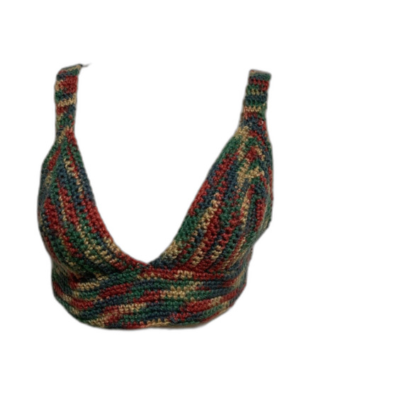 RAINBOW CROCHET Bikini Top Handmade Hand Crafted Womens Medium - Picture 3 of 6